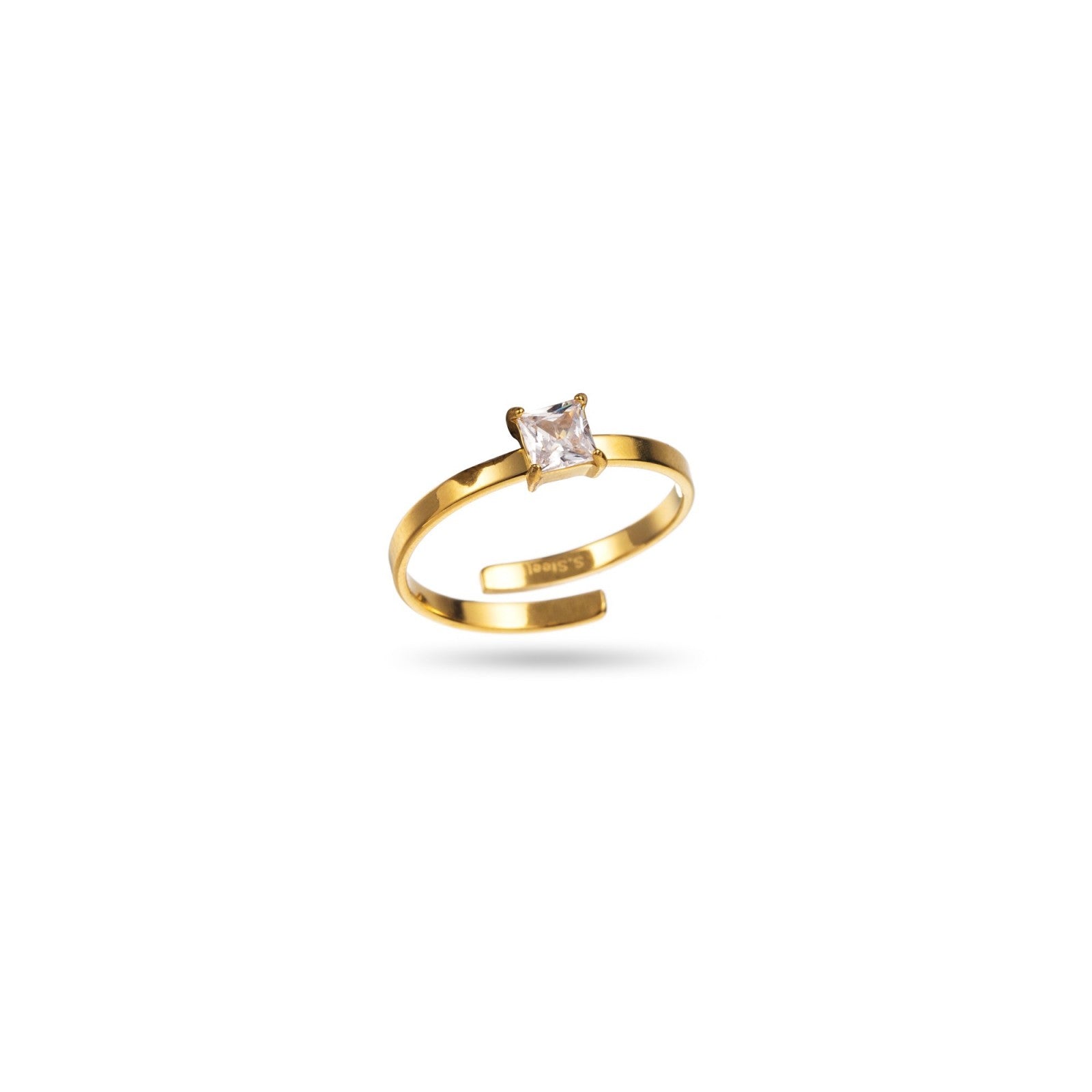 Bague solitaire fashion carré