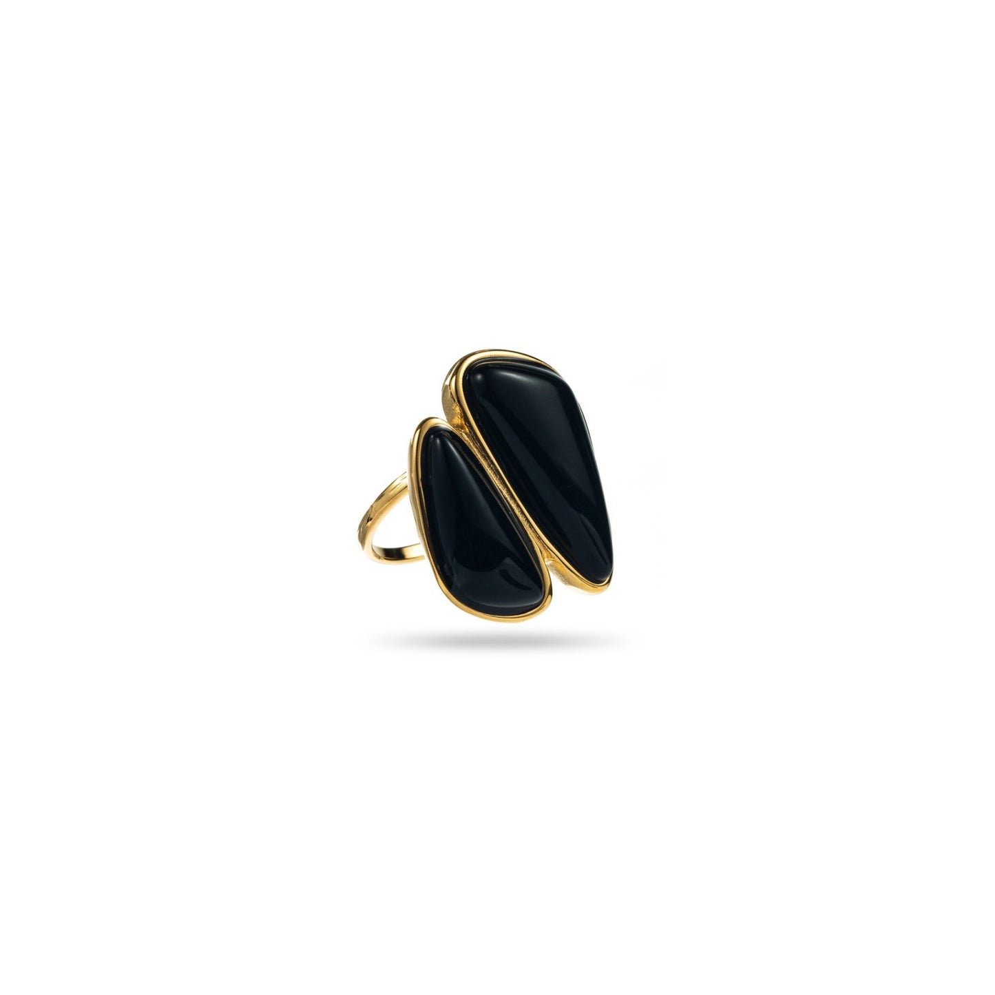 Bague Double Pierre Asymétrique Noir